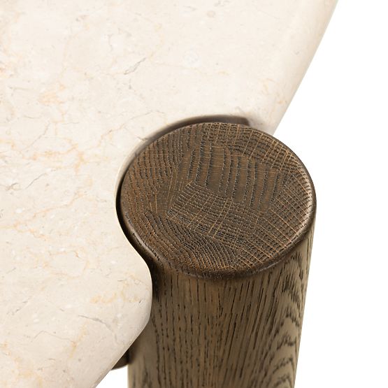 Stół jadalniany Bruna, 150 cm, okrągły, dąb mocha/marmur cream