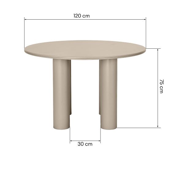 Stół jadalniany Kairo 120 cm, okrągły, ciemny beżowy