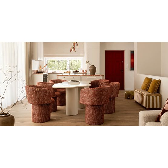 Stół jadalniany Pinar 180 cm, szaro-beżowy, zaokrąglone kształty