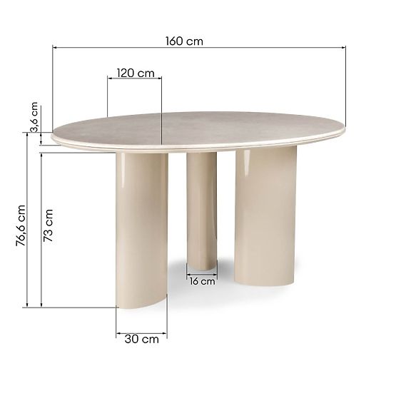 Stół jadalniany Rio 160 cm, jasnobeżowy/marmur