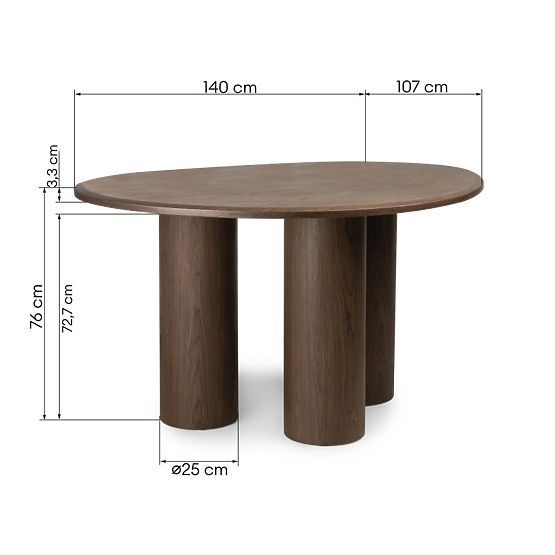 Stół jadalniany Vesper 140 cm, ciemny orzech