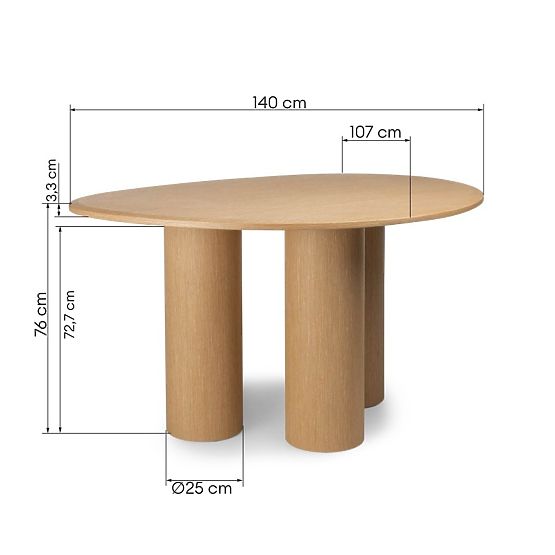 Stół jadalniany Vesper 140 cm, naturalny dąb