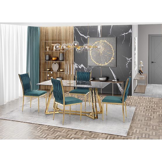 Stół KONAMI, blat - czarny marmur, nogi - złote (2p=1szt)