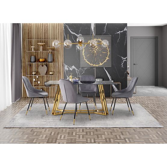 Stół KONAMI, blat - czarny marmur, nogi - złote (2p=1szt)