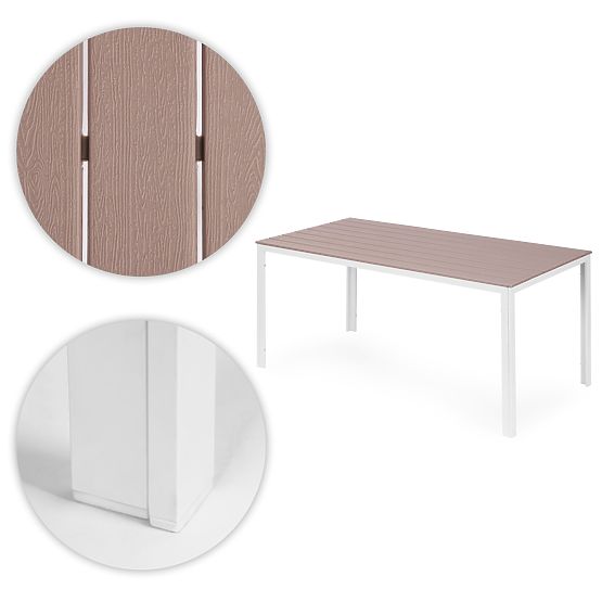 Stół ogrodowy dla 6 osób 156x78 cm polywood meble na taras beżowy biały MultiGarden
