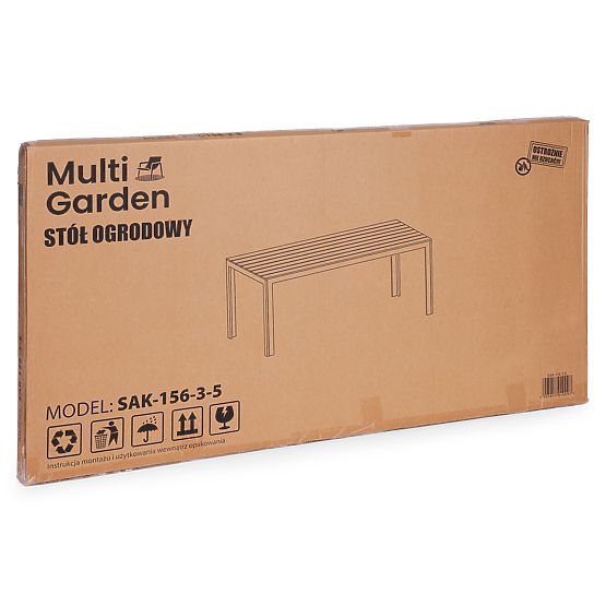 Stół ogrodowy dla 6 osób 156x78 cm polywood meble na taras beżowy biały MultiGarden