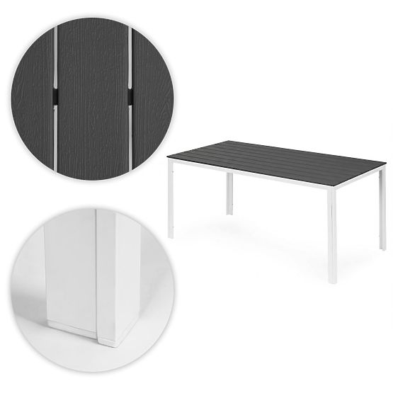 Stół ogrodowy dla 6 osób 156x78 cm polywood meble na taras szary biały MultiGarden