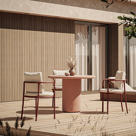 Stół ogrodowy Vibonis 100 cm, okrągły, cementowy, terakota