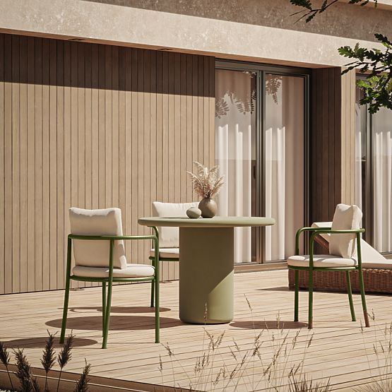 Stół ogrodowy Vibonis 100 cm, okrągły, cementowy, zielony