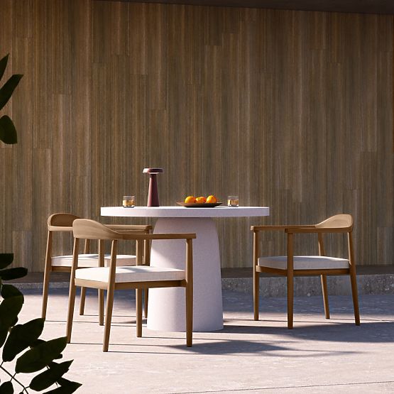 Stół ogrodowy Vibonis 106 cm, okrągły, cementowy, jasnobeżowy, matowy