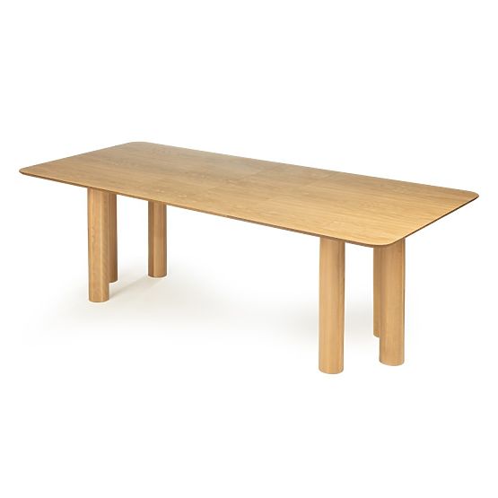 Stół rozkładany Loa 140-200 cm, fornir dębowy, naturalny, drewno bukowe, zaokrąglony