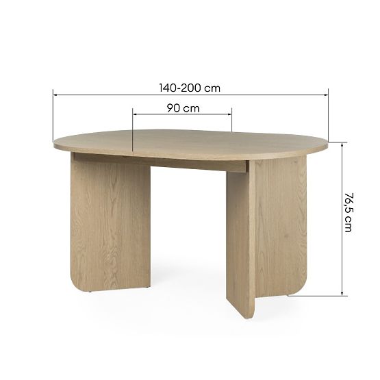 Stół rozkładany Mou 140-200 cm, Dąb Cremona Torro, owalny blat