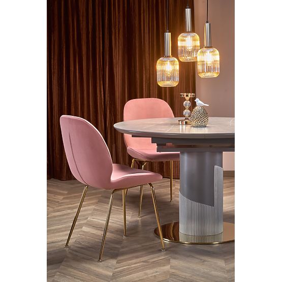 MUSCAT stół rozkładany blat - szary marmur, noga - jasnoszara / złota