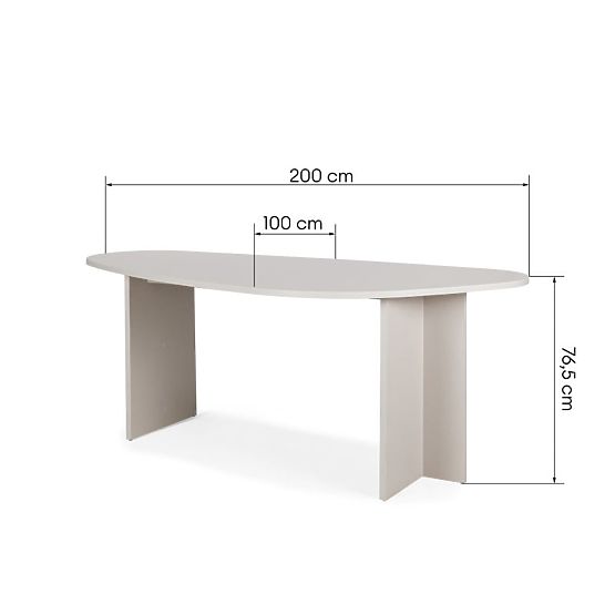 Stół z nieregularnym blatem Zeva 200 cm, kaszmirowy