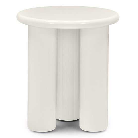 Stolik boczny Blair 40 cm, kremowy, błyszczący