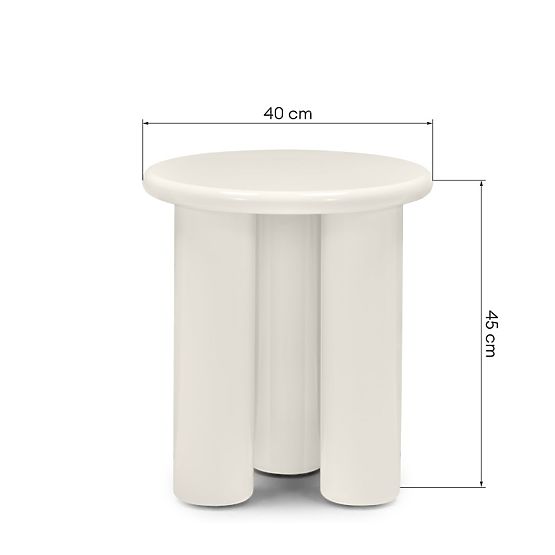 Stolik boczny Blair 40 cm, kremowy, błyszczący