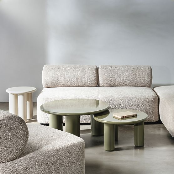 Stolik boczny Blair 40 cm, kremowy, błyszczący