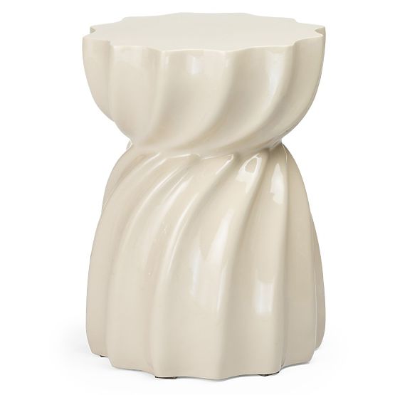 Stolik boczny Bloom 35 cm, beżowy, błyszczący