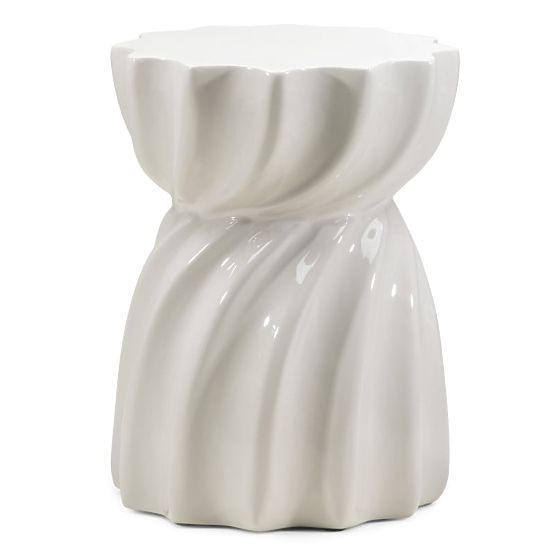 Stolik boczny Bloom 35 cm, szarobeżowy, błyszczący
