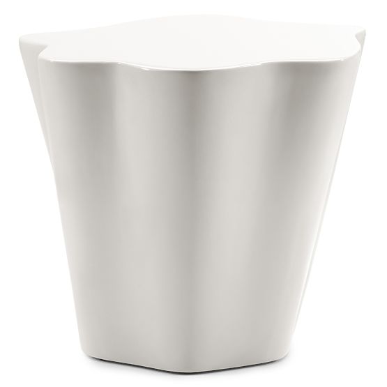 Stolik boczny Bow 49 cm, szarobeżowy, błyszczący, zaokrąglone kształty