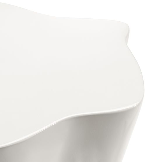 Stolik boczny Bow 49 cm, szarobeżowy, błyszczący, zaokrąglone kształty