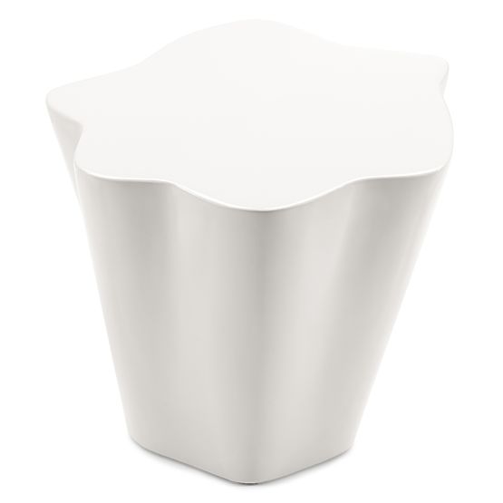 Stolik boczny Bow 49 cm, szarobeżowy, błyszczący, zaokrąglone kształty