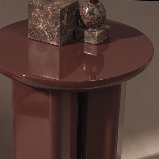 Stolik boczny Brie 40 cm, bordowy/brązowy, połysk
