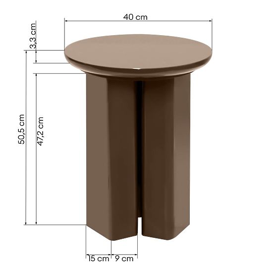 Stolik boczny Brie 40 cm, jasnobrązowy, mocha, błyszczący