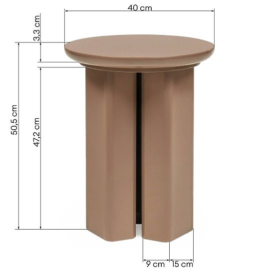 Stolik boczny Brie 40 cm, jasnobrązowy, mocha, błyszczący
