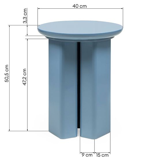 Stolik boczny Brie 40 cm, stonowany niebieski, błyszczący