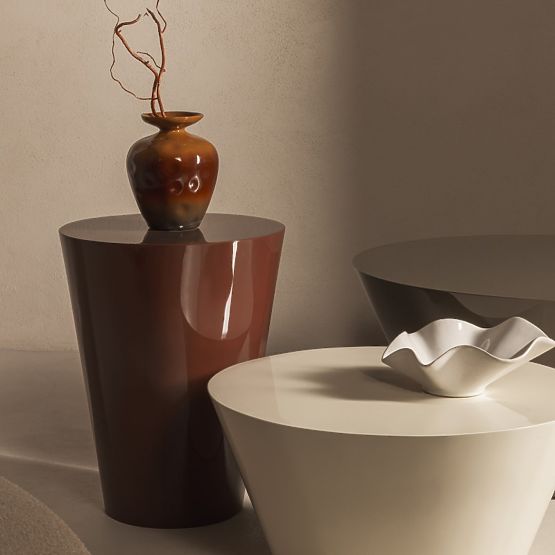 Stolik boczny Eclipso, 40 cm, bordowo-brązowy, błyszczący