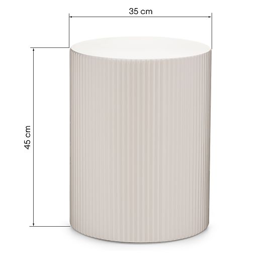 Stolik boczny Ermanno, 35 cm, szaro-beżowy, żłobiony