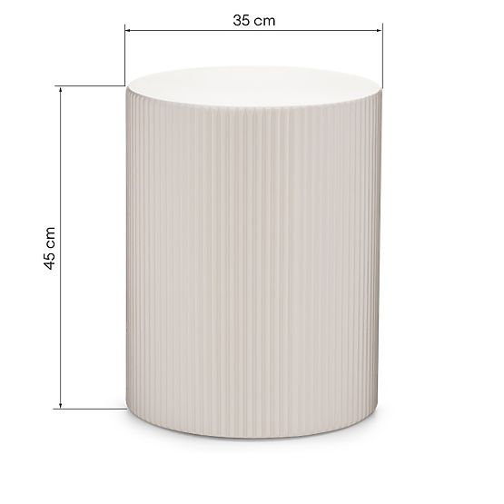 Stolik boczny Ermanno, 35 cm, szaro-beżowy, żłobiony