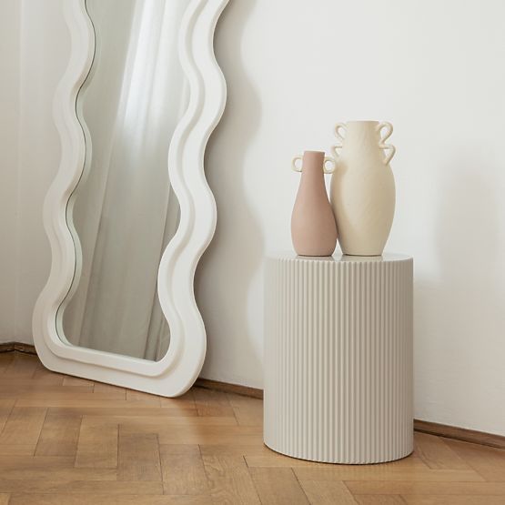 Stolik boczny Ermanno, 35 cm, szaro-beżowy, żłobiony