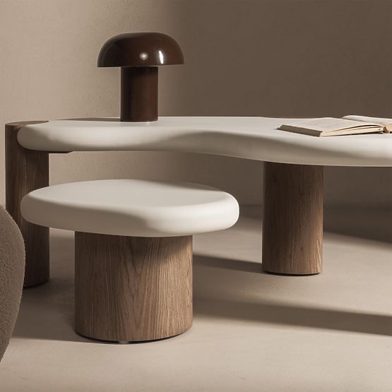 Stolik boczny Floe 50 cm, biały/orzech