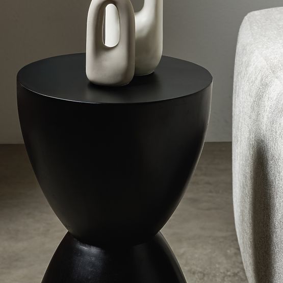 Stolik boczny Lavia 35 cm, czarny, drewno mango