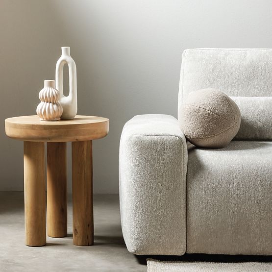 Stolik boczny Limali 50 cm, okrągły, drewno mango, zaokrąglone kształty