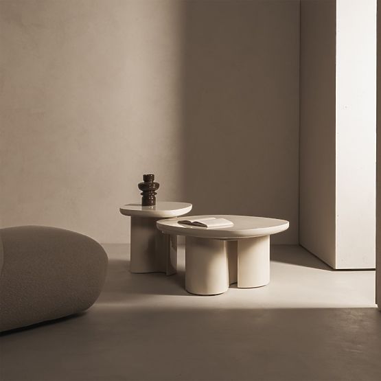 Stolik boczny Puro 50 cm, jasnobeżowy, błyszczący