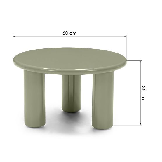 Stolik kawowy Blair 60 cm, oliwkowy, błyszczący