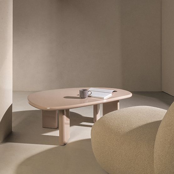 Stolik kawowy Cameron 130 cm, nude, połysk