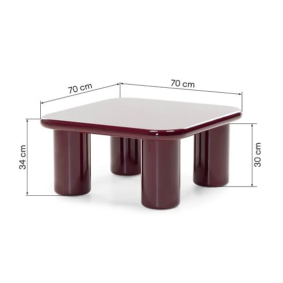 Stolik kawowy Cherry 70 cm, burgund/wiśnia, połysk