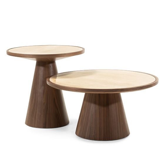 Stolik kawowy Kyoto 80 cm, okrągły, trawertyn/orzech