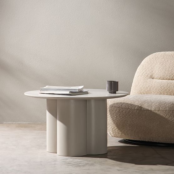 Stolik kawowy Lazaro 80 cm, okrągły, szaro-beżowy