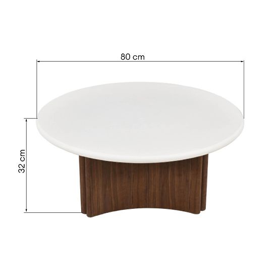 Stolik kawowy Marlo 80 cm, kremowobiały/orzech, mikrocement