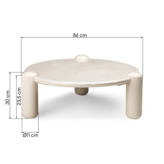 Stolik kawowy Noemi 86 cm, jasnobeżowy/marmur, połysk