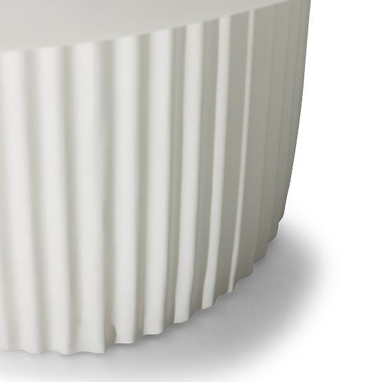 Stolik kawowy Salerno 70 cm, okrągły, biały, żłobiony