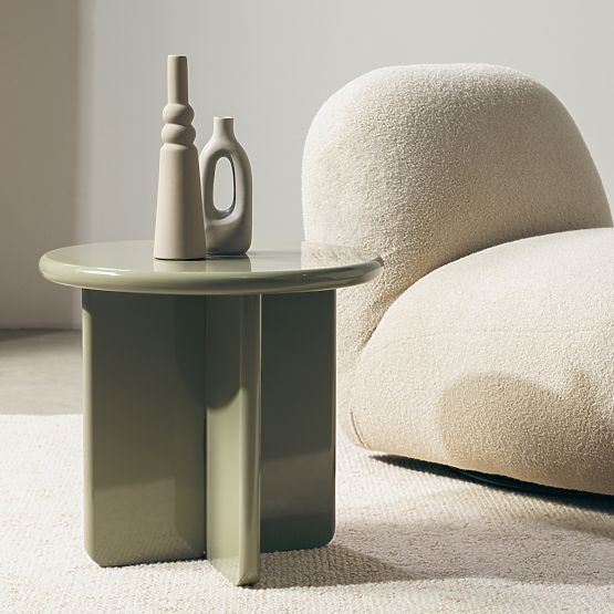 Stolik kawowy Vivid 50 cm, oliwkowy, błyszczący