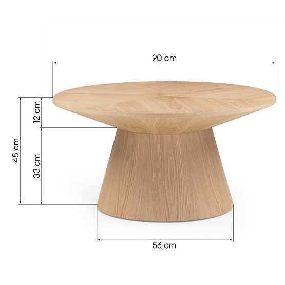 Stolik konferencyjny Dalarna, 90 cm, okrągły, naturalna okleina dębowa