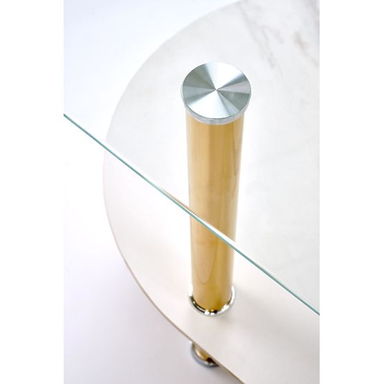 Stolik konferencyjny DUCAT, biały marmur / transparentny / złoty (2p=1szt)