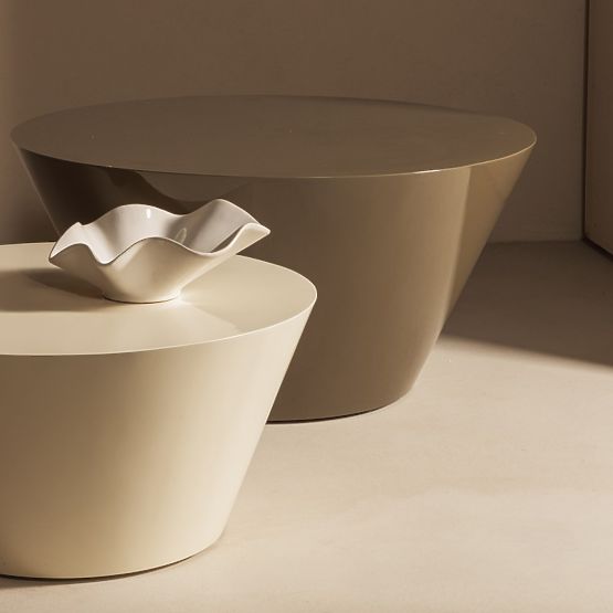 Stolik konferencyjny Eclipso, 60 cm, kremowobiały, błyszczący